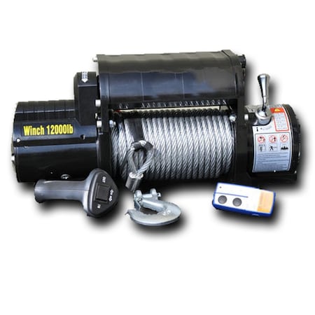 Dv8 Offroad 12000 LB WINCH BLACK W/STEEL CABLE AND WIRELESS REMOTE WB12SC